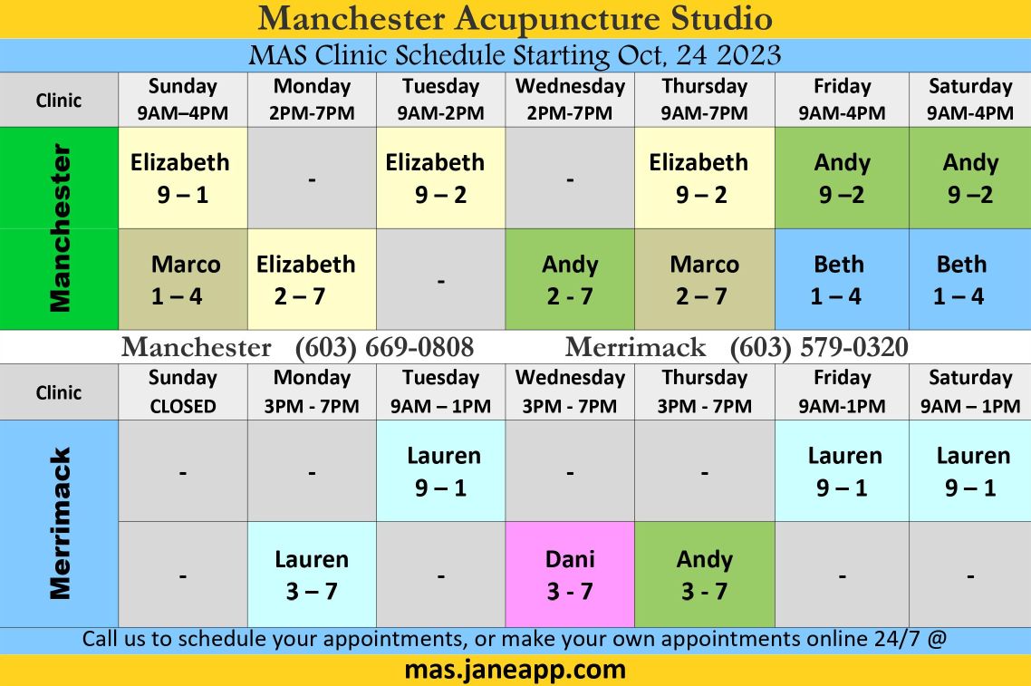 Handout MAS Clinic Schedule Merrimack Updated